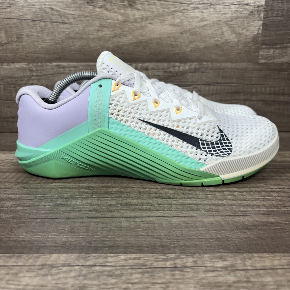 Nike Metcon 6 White Green Purple Womens US Size 8 EUR 39 AT3160-135 Sneakers